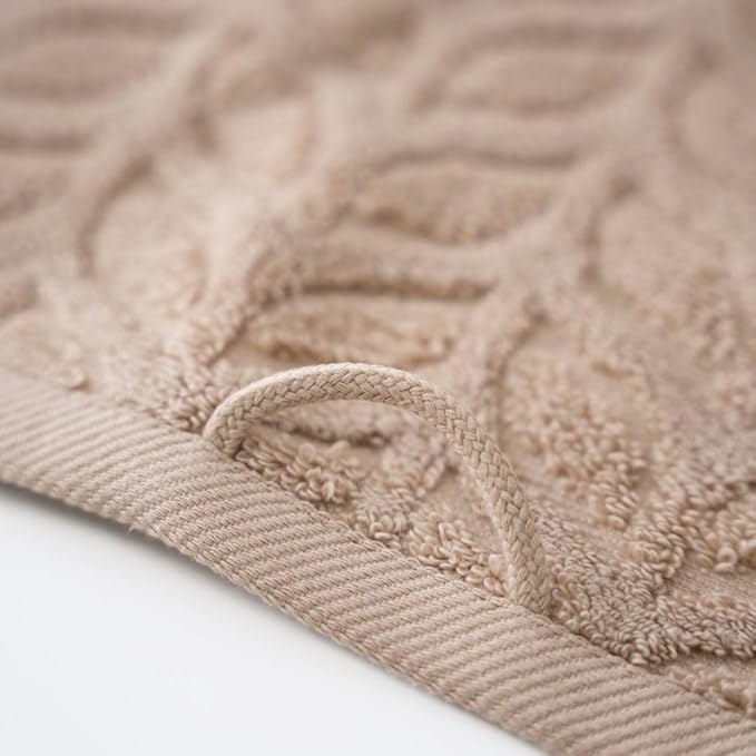 BAGNO MILANO Turkish Bath Towels, Soft Plush Jacquard Luxury Bath Towels, Quick Dry Towel Set (Latte, 3 pcs Towel Set)
