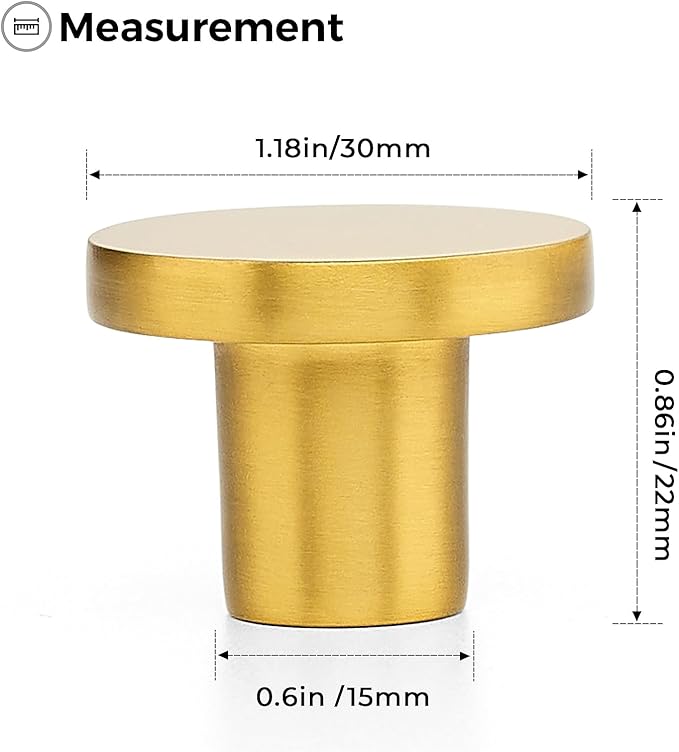 Ravinte 25 Pack Cabinet Knobs Gold Kitchen Cabinet Knobs Round Dresser Drawer Pulls Closet Door Pulls 1-1/5 Inch