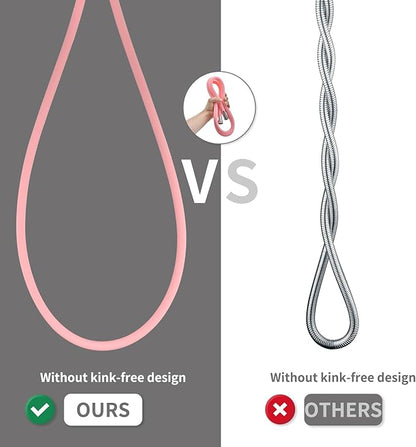 Silicone Shower Hose Extra Long,Explosion Proof Anti Winding Showerhead Hose,Used In Showerheads Spray Bidet Bathing Toilet Cleaning Flexible RV Shower Hoses Replacement (Pink, 59 In)