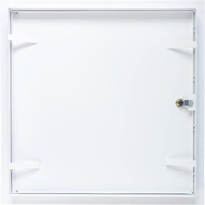 16" x 16" Lockable White Metal Access Panel. Service Shaft Door Panel with Key. Plumbing, Electricity, Heating, Alarm Wall Access Panel for Drywall. Bathroom Services Access Hole Cover.