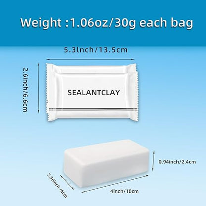 Pack of 8 White Seal Putty Waterproof Duct Seal Repair Sealing Clay, Quick Mending Mud for Drain Connection, Wall Hole, Air Conditioning Hole