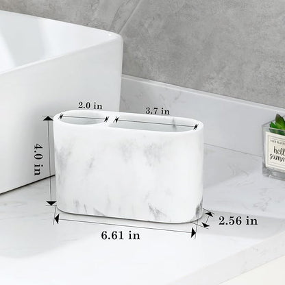 Luxspire Toothbrush Holder, 2 Slots Toothbrush and Toothpaste Holdersfor Bathrooms, Resin Toothbrush Holder Electric Toothbrush Stand for Vanity Countertop, Bathroom Accessories, Gravel White