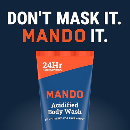 Mando Odor Shield Body Wash - 24 Hour Control - Removes Odor Better than Soap - SLS Free, Paraben Free, Skin Safe - 8.5 Ounce (Pack of 2) (Pro Sport)