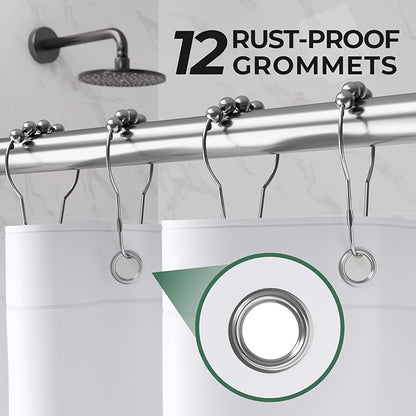 AmazerBath Shower Curtain Liner 2 Pack, 72 x 65 Inches PEVA Plastic Shower Liner with Heavy Duty Stones and 12 Rustproof Metal Grommet, Lightweight Waterproof Shower Curtain - White
