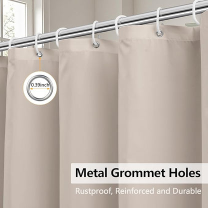 Waterproof Fabric Long Shower Curtain Liner with 3 Extra-Large Magnets, 72 x 78 inch Extra Long Khaki Cloth Shower Liner Machine Washable, Hotel Quality Lightweight Shower Curtain for Bathroom