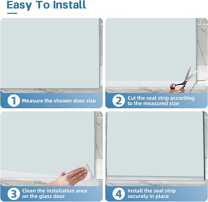 Shower Door Bottom Seal Strip, 2PCS Seal Strip, Ultra Clear PVC, 39" Length, Fits 8mm Thick Glass, Prevents Leaks, Easy Installation, No Adhesive Required (Ultra Clear, 39in for 5/16"(8mm) Door)