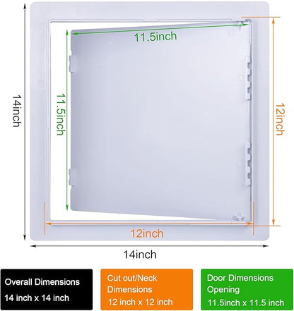 Plumbing Access Panel for Drywall 12 x 12 Inch Plastic Access Door Removable Wall Access Panel Ceiling Reinforced Hinged Durable