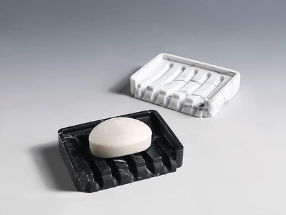 SunnyPoint Classic Kitchen, Bathroom Faux Marble Soap, Sponge Dish Drainer Holder (WHT, Resin)