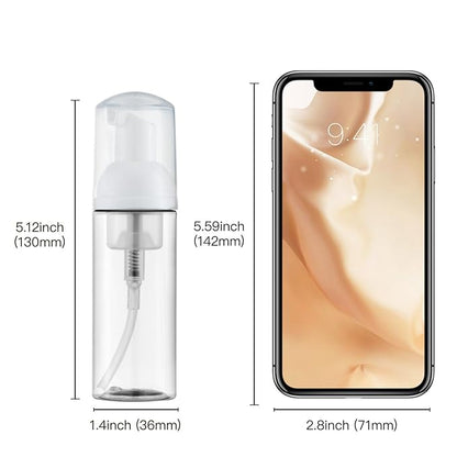 Tekson Soap Foam Bottle (60ml, 2 fl oz), Empty Travel Foaming Lash Shampoo for Cleanser, Dispenser (Clear, Pink, Green)