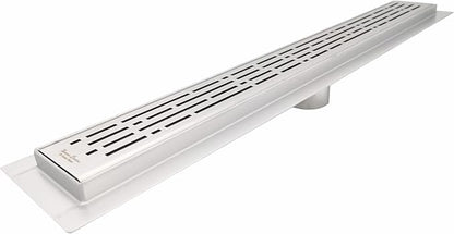 SereneDrains 304 Stainless Steel 24 Inch Brushed Nickel Linear Shower Drain Kit Broken Lane Linear Shower Drains for Tile Floor Long Hair Catcher Strainer Cover Bathroom (Brushed Nickel, 24 Inch)