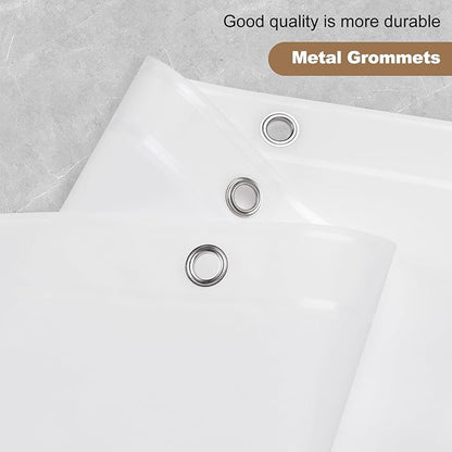 UFRIDAY White Shower Stall Curtain Liner Premium PEVA 36 x72 inch,Heavy Duty Shower Curtain with 2 Weighted Magnets, Small Size Waterproof Bath Curtains with 6 Hooks