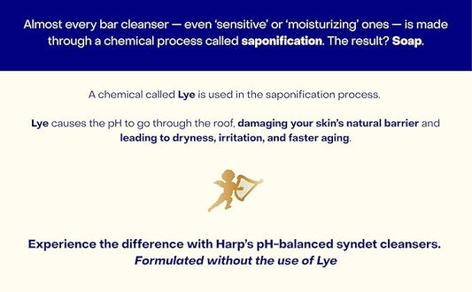 HARP pH-Balanced (5.0-6.0) Exfoliating Body Wash Bar - FRAGRANCE FREE. Bamboo Powder Exfoliation -the perfect consistency. Soap/Lye/Preservative/Dye/Masking agent-Free. Non-comedogenic. 5oz