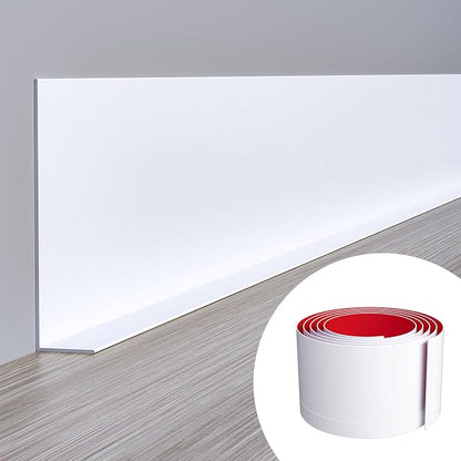 Duzzy Flexible Baseboard Molding Trim, 5 Inch(W) x 40 Feet(L) Peel and Stick Rubber Wall Trim Molding, Self-Adhesive Vinyl Wall Base Cove Base