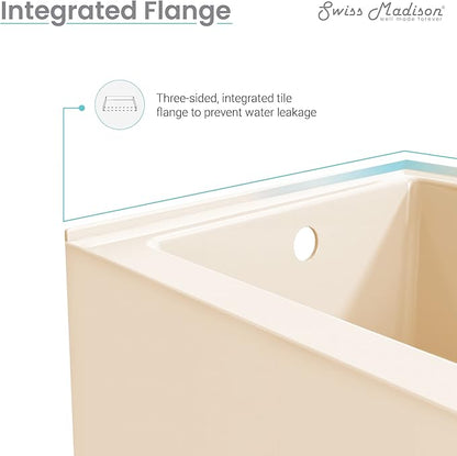 Voltaire 60" X 30" Left-Hand Drain Alcove Bathtub with Apron in Bisque