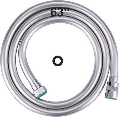 Aleasha 63-Inch Extra Long Shower Hose Extension for Bathing, Toilet Cleaning, Dogs, Bathroom - Chrome Handheld Shower Head Hose