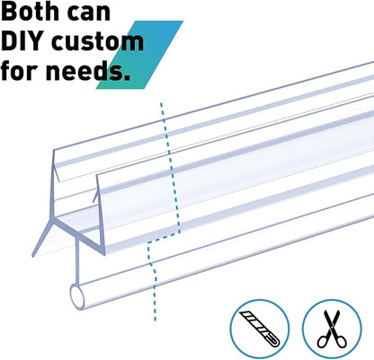 Shower Door Bottom Seal,2 PCS 1/2" X 36" Shower Door Sweep for 1/2 Inch Glass,Frameless Glass Door Seal Strip to Seal 12mm Gap - Stop Shower Leaks and Create a Water Barrier