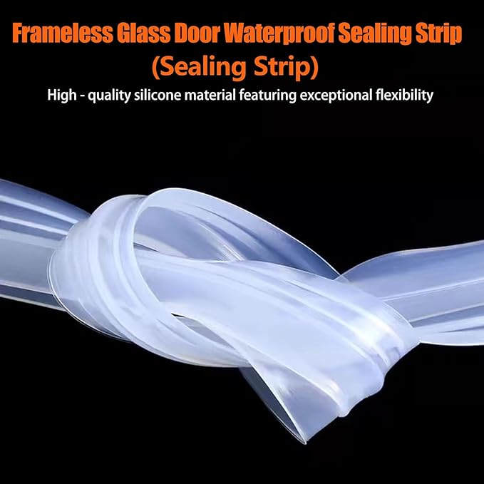 Frameless Soft Shower Door Sweep Seal Drip Rail, Glass Shower Silicone Door Seal Strip,Weatherproof Silicone Seal Fit for Glass (U Type, 8mm (5/16"))