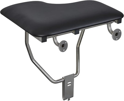 26" x 22.5" Black Padded Cushion Wall Mount Folding Left-Handed Transfer Bench Shower Seat, ADA Compliant