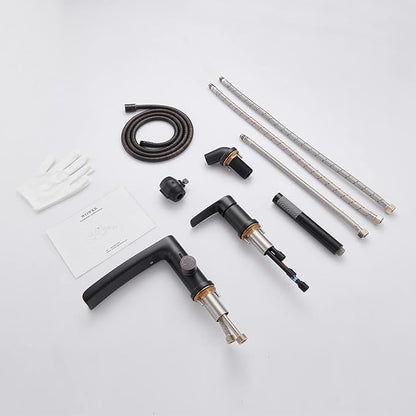 Waterfall Roman Tub Faucet Oil Rubbed Bronze Deck Mount Bathtub Faucets Brass Tub Filler Bathroom Faucets with Hand Shower