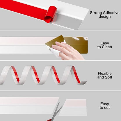 Heavy-Duty 3Inch (W) x 20FT(L) Door Weather Stripping, Extra Thick 2mm Door Draft Stopper Silicone Seal Strip, Draft Seal Tape for Doors Windows and Shower Glass Gap