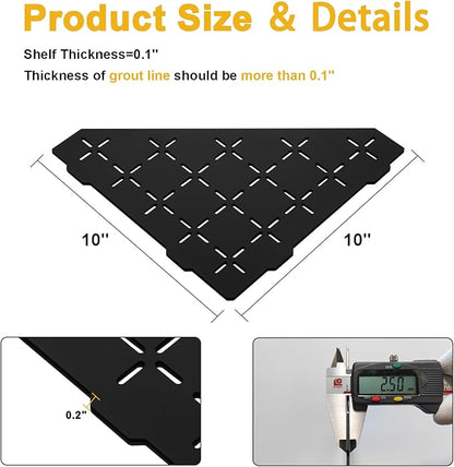 Recessed Corner Shower Shelf, 10" SUS304 Stainless Steel, Heavy Duty Shower Shelf, Grout in Bathroom Shelves for Tile Walls (2 Pack, Cross-Matte Black)