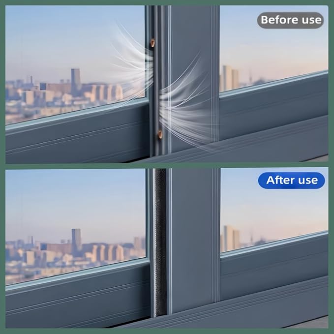 Window Weather Stripping Door Seal, 16.5FT Self-Adhesive Soundproofing Weather Strip for Exterior Door Frame Window Winter Insulation Noise Cancelling Window Inserts, 0.35in x 0.35in, Gray