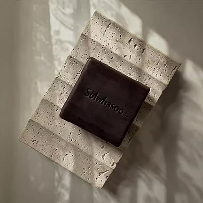 Luxury Travertine Soap Dish Marble Jewelry Ring Tray - Rectangle Marble Soap Tray & - Self Draining Soap Holder for Bathroom, Kitchen, Beige Travertine
