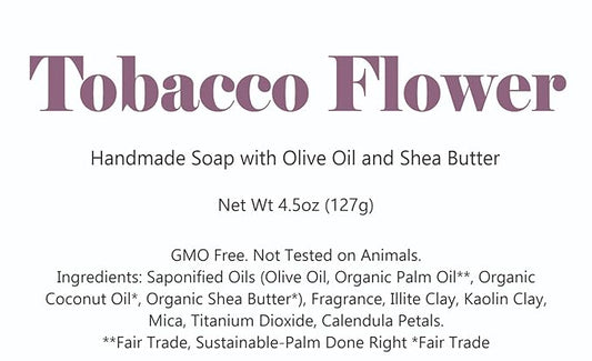 3 Pk Tobacco Flower Organic Soap Bars, Handmade in USA, Natural & Cruelty Free (3 Pack, Tobacco Flower)