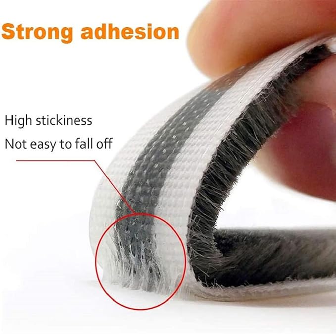 Door Brush Weather Stripping for Sliding Windows Exterior Doors Frame Side,Pile Self Adhesive Weatherstrip Seal Strip Soundproof Sealer Draft Stoppers(33ft 0.35''Wide x 0.2''Thick, Black)