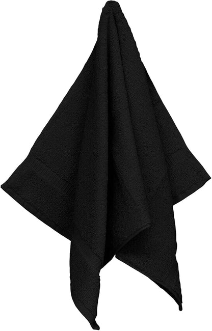 Monogrammed Hand Towel, Personalized Initial Gift, Extra Absorbent 100% Turkish Cotton - Soft Terry Finish - Set of 2 - White Block Initial U - Embroidered on Black Towels
