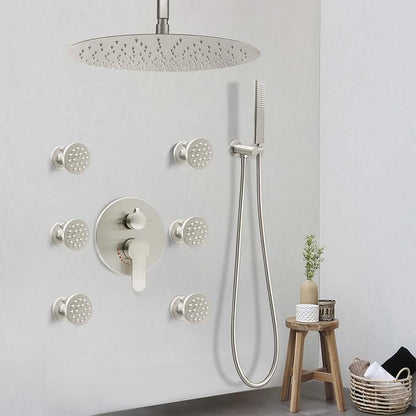 Wall Mount Brushed Nickel Pressure Balancing Shower Diverter Mixing Valve 3 Way Replacement Brass Mixer Kit