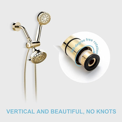 OFFO Shower Hose, 80 in Kink Free Stainless Steel Shower Hose Attachment Electroplating Handheld Shower Head Hose Flex Hoses Extension with Brass Insert & Nut for Pet Bathing Cleaning, Gold