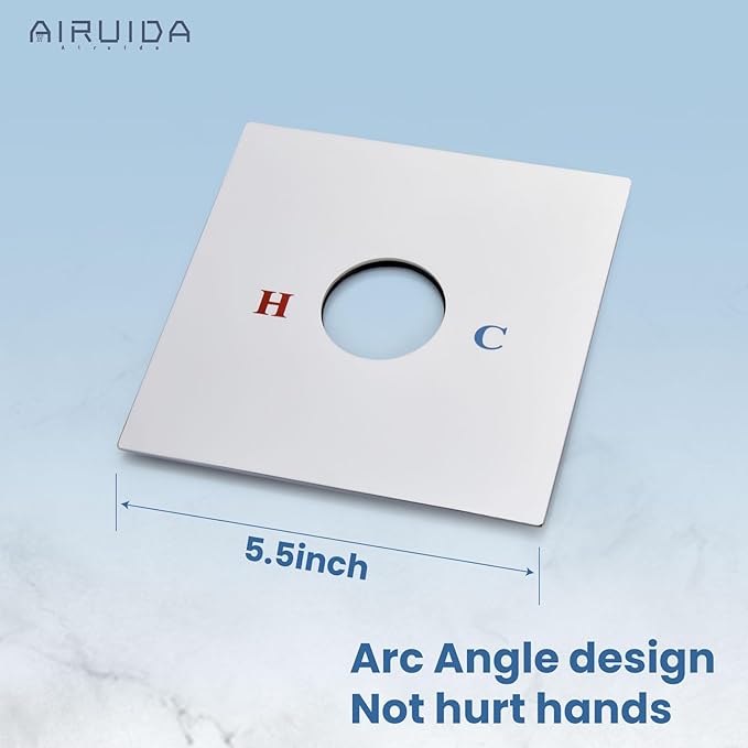 Airuida Square Single-Function Brass Faucet Shower Rough-in Valve Male Thread Bathroom Trim Kit Single Handle Tub Shower Valve 5.5 Inch Cover Plate Chrome Polish