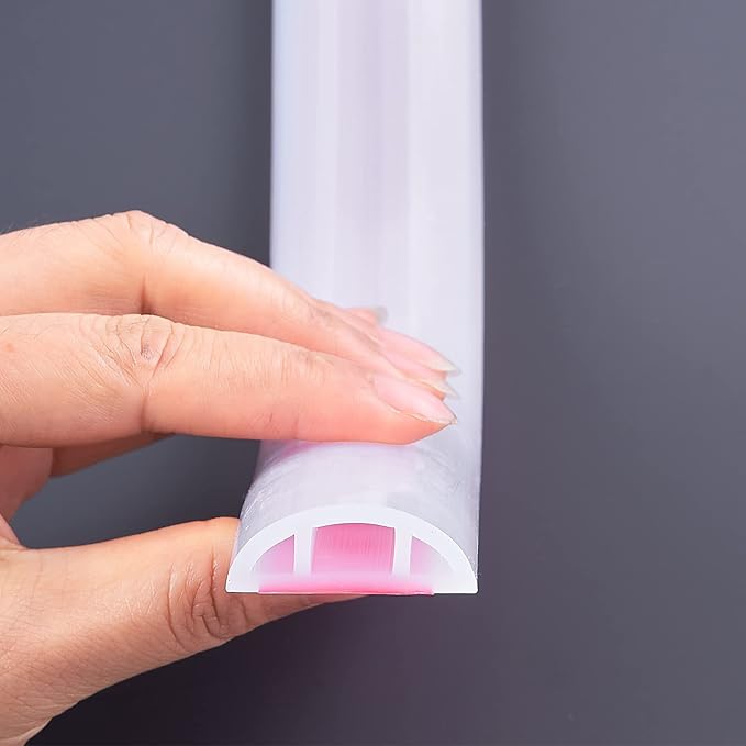 Bathroom Foldable Block water Stopper sealing strip shower threshold dam Self-adhesive silicone shower barrier (66 Inch-Transparent)