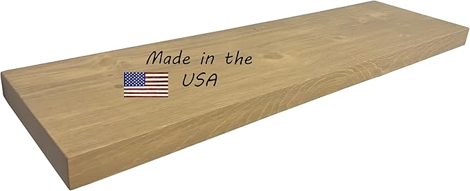 joelsantiques 48 Inch Wooden Floating Shelves for Wall - 48x10x2 in - Made of Natural Wood - Long Heavy Duty Rustic Wall Shelves for Bedroom - Perfect for Living Room, Kitchen - Beige