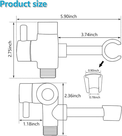 PDPBath Solid Brass Shower Arm 3 Way Shower Diverter Valve for Hand Held Showerhead and Fixed Spray Head, G1/2 Universal Connection - Chrome