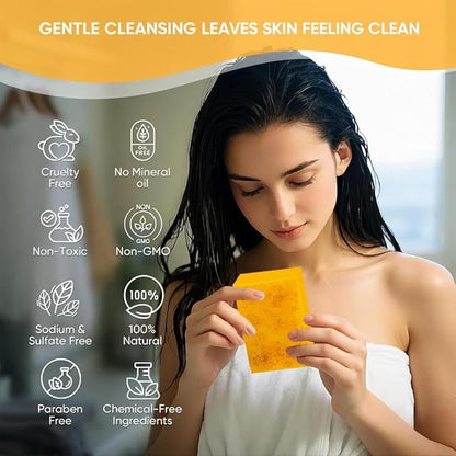 Lemon Turmeric Kojic Acid Soap, Natural Turmeric Handmade Soap for Face and Body, Organic Use Skin Care Soaps, Gentle Cleansing Suitable for All Skin Types (3pcs)