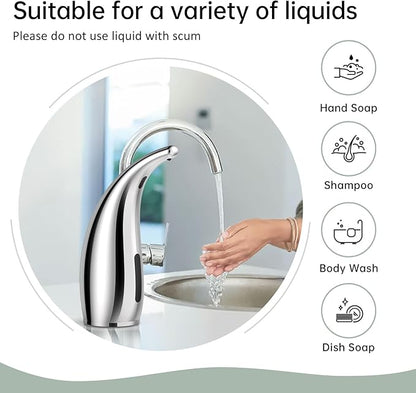 Automatic Liquid Soap Dispenser,2 Pack 300ML Touchless 4 Gear Adjustable,Countertop Electric Battery Operated Hand Soap Dispenser with Sensor for Bathroom,Kitchen,Office（Silver）