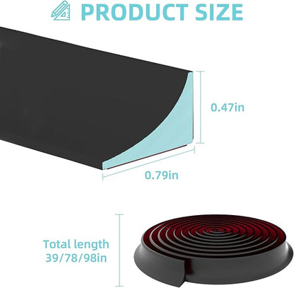 Shower Threshold Water Dam,Walk in Shower Water Guard, Shower Dam Water Barrier Bathroom Sink Splash for Dry And Wet Separation Caulk Seal Strip Edge Trim (98Inch, Black)