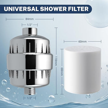 iSpring 33-Stage High Output Universal Shower Filter SF2S with Replaceable Cartridge, Better Skin, Softer Hair, and Stronger Nails, Chrome