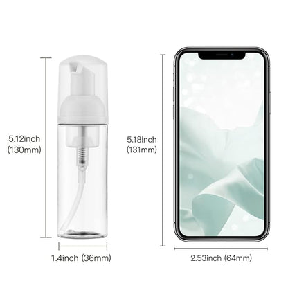 2oz Foam Pump Bottle (3PCS) Empty Travel Foaming Dispenser for Hand Soap, Lash Cleanser, Shampoo (60ml, Clear