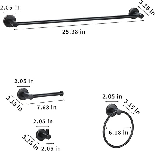 Oil Rubbed Bronze Bathroom Hardware Set 4 Piece Towel bar Adjustable Expandable Towel Rack Stainless Steel Towel Rail Wall Mounted Towel Holder Set