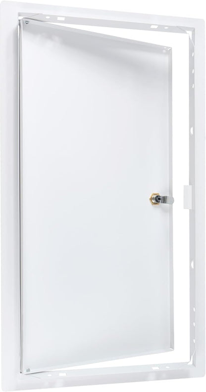 10" x 20" Lockable White Metal Access Panel. Service Shaft Door Panel with Key. Plumbing, Electricity, Heating, Alarm Wall Access Panel for Drywall. Bathroom Services Access Hole Cover.