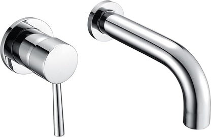 SUMERAIN Wall Mount Tub Faucet Chrome Bathtub Faucet Set with Left-Handed Handle and Rough in Valve
