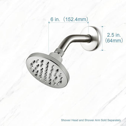 OFFO Shower Arm with Flange, 6 in Brushed Nickel Wall Mount Replacement Angle Shower Head Arm Wall-Mounted For Fixed Shower Head & Handheld Showerhead
