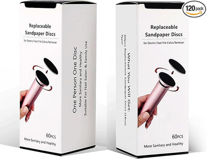 120pcs Foot File Sandpaper Discs Refill for Electric Callus Remover Dead Skin Removal (60pcs Rough 80 Grit + 60pcs Smooth 180 Grit)