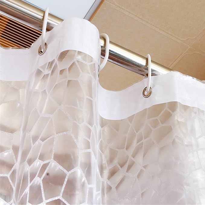 AooHome Clear EVA Shower Curtain Liner, 3D Water Cube Shower Curtain with Bottom Magnets, Heavy Duty, 72x72 Inch, Semi Transparent
