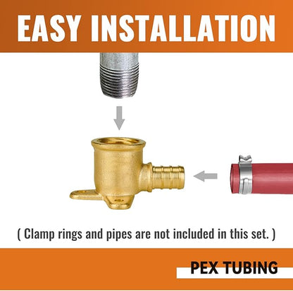 SUNGATOR 4-Pack Pex Drop Ear Elbow 1/2", No Lead Brass Fittings, UPC Certified, ASTM F1807