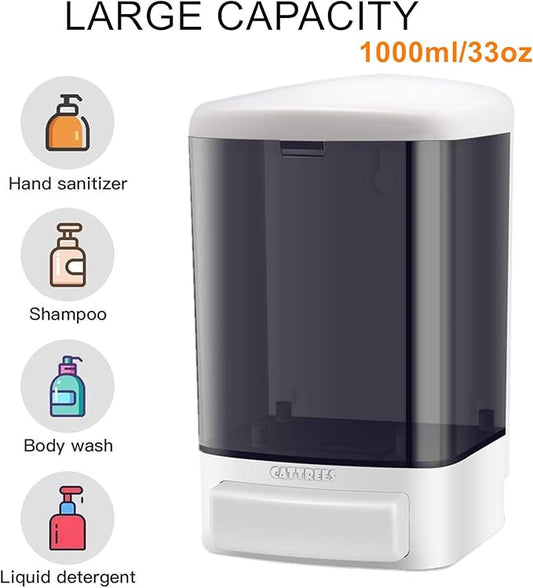 Manual Soap Dispenser, Commercial Soap Dispenser Wall Mounted for Bathroom Kitchen Hotel,Hand Sanitizer Dispenser Wall Mounted Liquid Gel -2 Pack Manual 1000ml/33oz