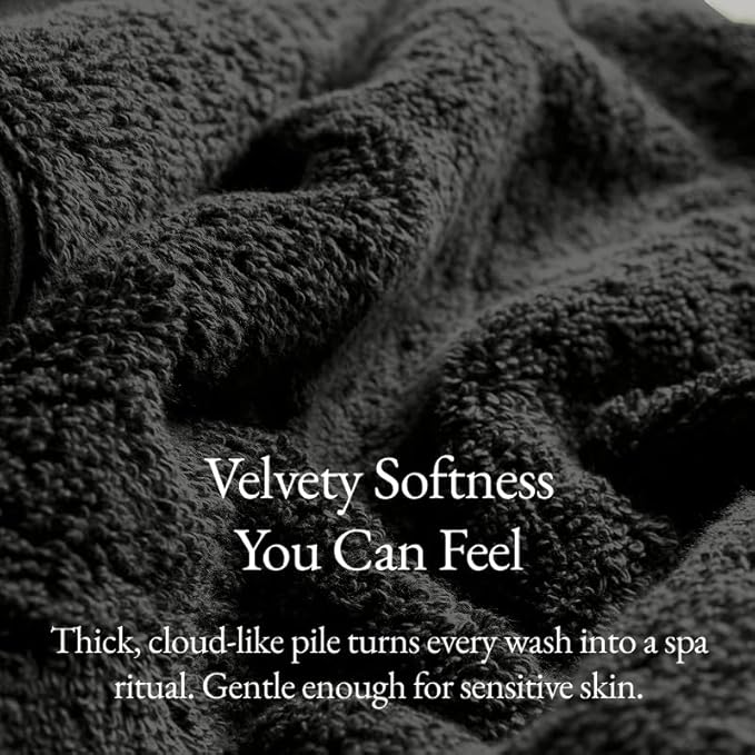 Italic Ultraplush 100% Australian Cotton Towels Standard 6 Piece Set, 2 Bath, 2 Hand, 2 Washcloths, 800GSM Lightweight, Highly Absorbent & Quick Dry Soft Resort Grade Towels (Charcoal)